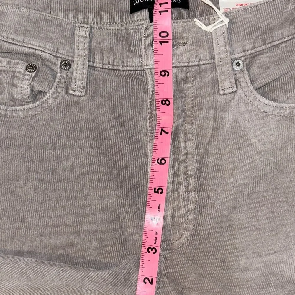 NWT Lucky Brand Boy midrise relaxed straight leg grey corduroys. Sz 28/6 regular